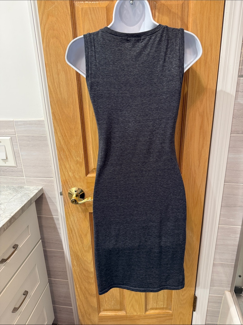 Leith Charcoal Sleeveless Ruched Mini Dress - Picture 4 of 5